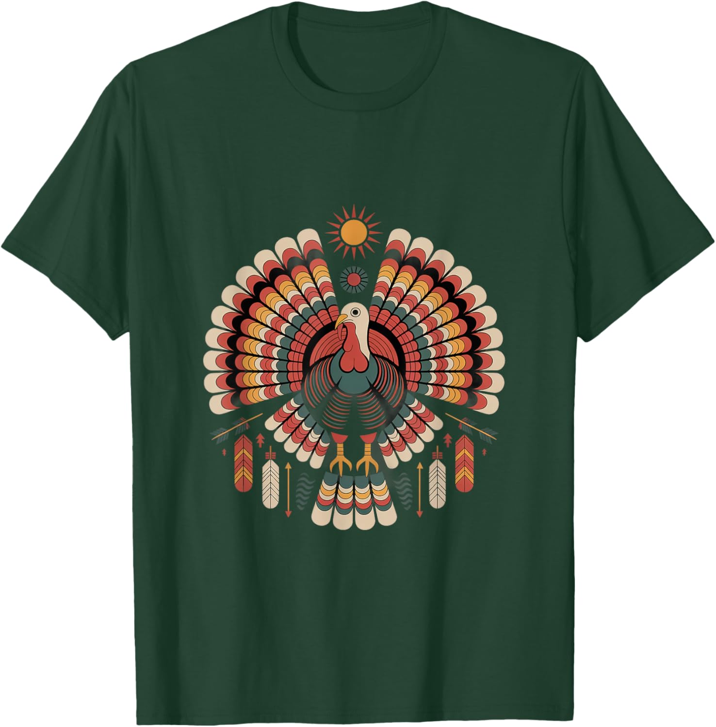 Turkey Indigenous Indian Tribal Art Native American T-Shirt - T-Shirt | Forest