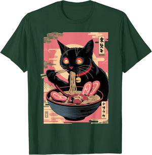 Cat Ramen Noodle Japanese Anime Kawaii T-Shirt - T-Shirt | Forest