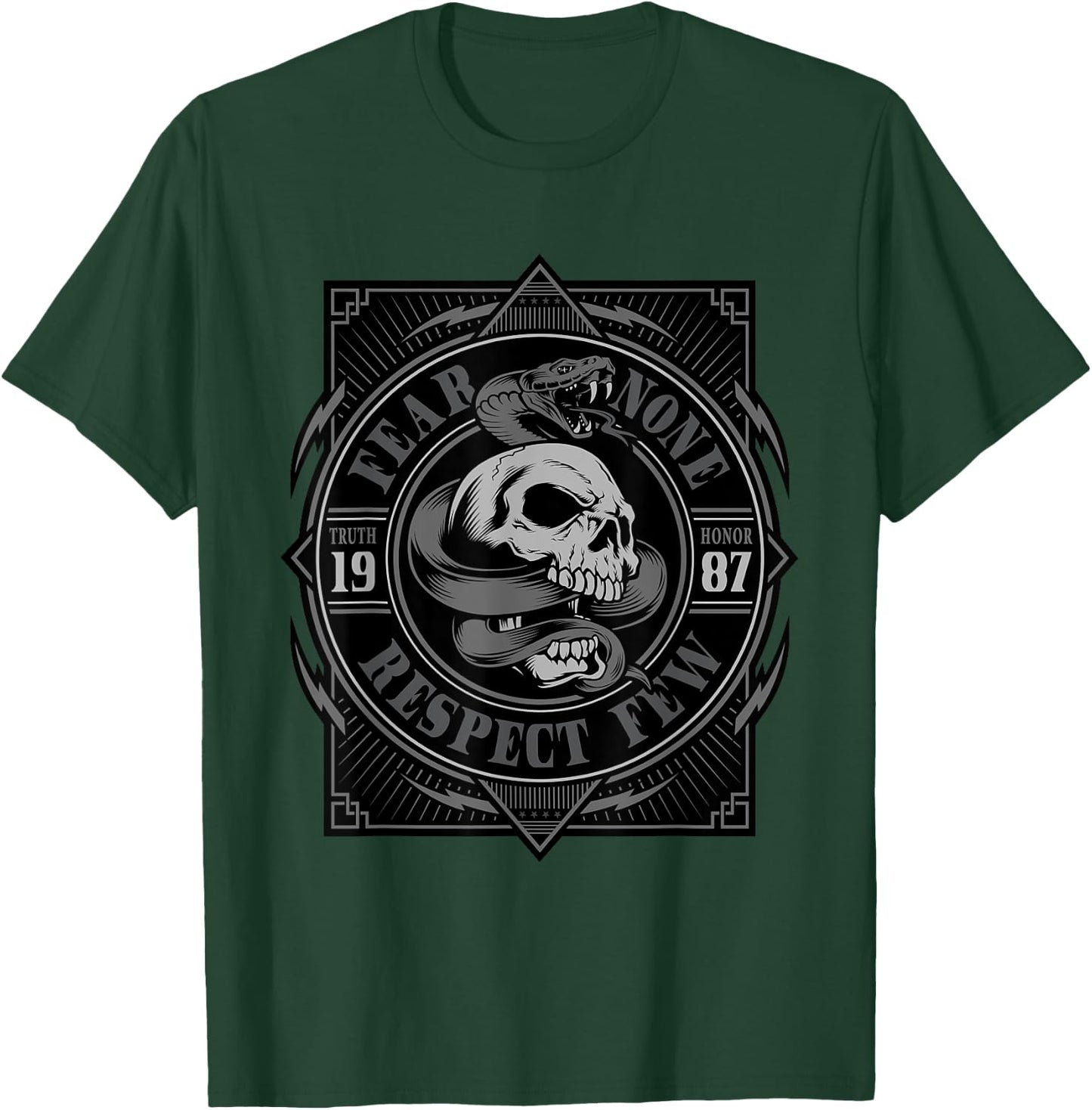 Biker Shirt, , Skull, fear none, respect few, men T-Shirt - T-Shirt | Forest