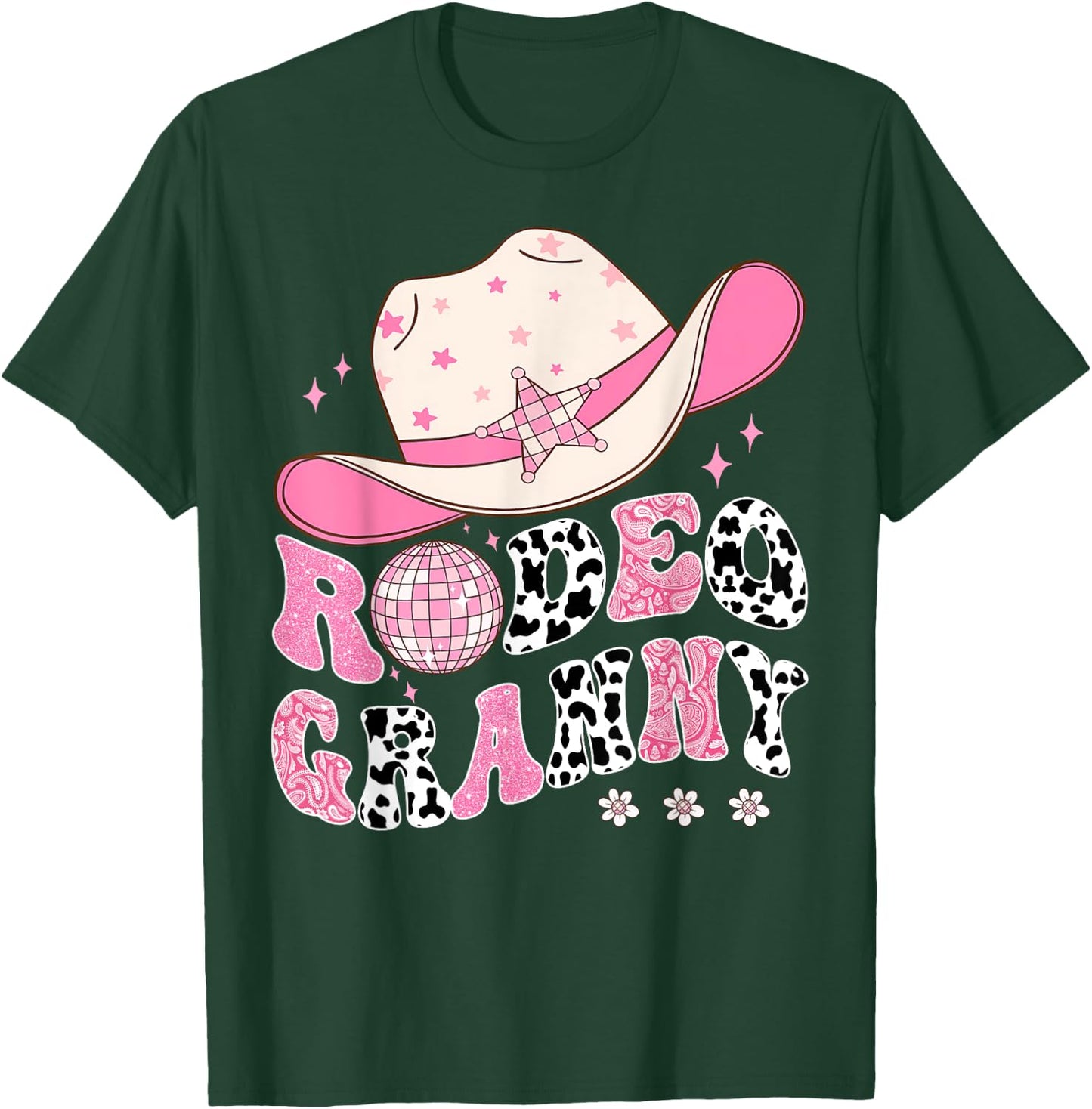 Rodeo Granny Pink CowGirl 1St Birthday Disco Groovy T-Shirt - T-Shirt | Forest