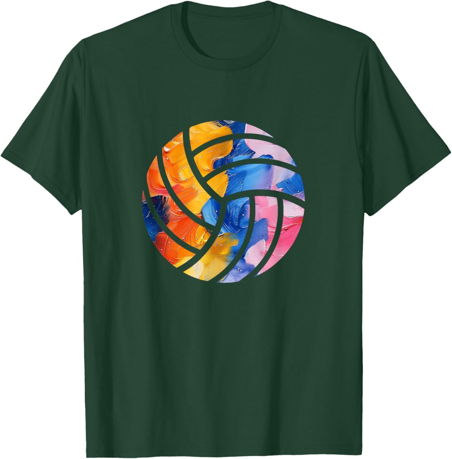 Volleyball Silhouette Artistic Watercolor T-Shirt - T-Shirt | Forest