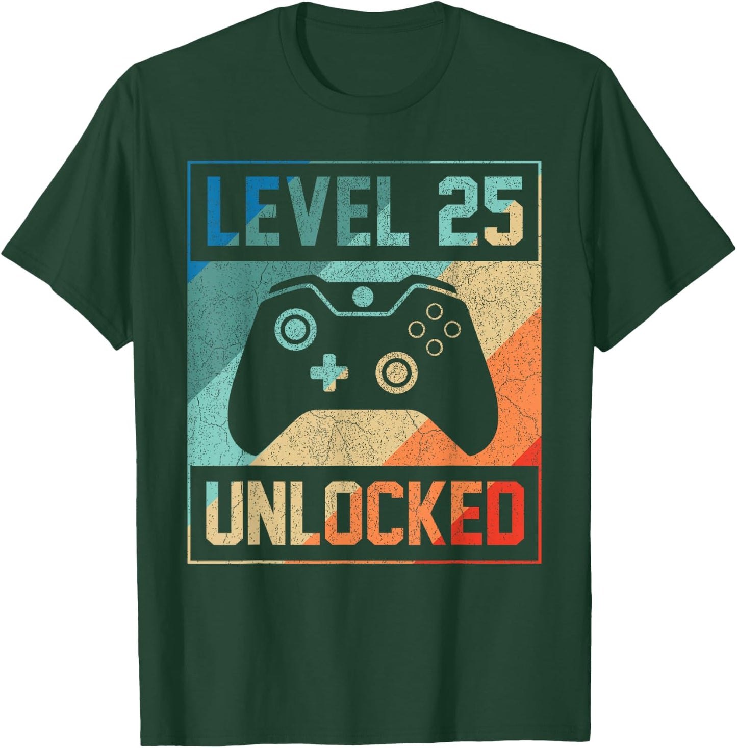 Level 25 Unlocked Video Gamer 25th Birthday Gifts T-Shirt - T-Shirt | Forest