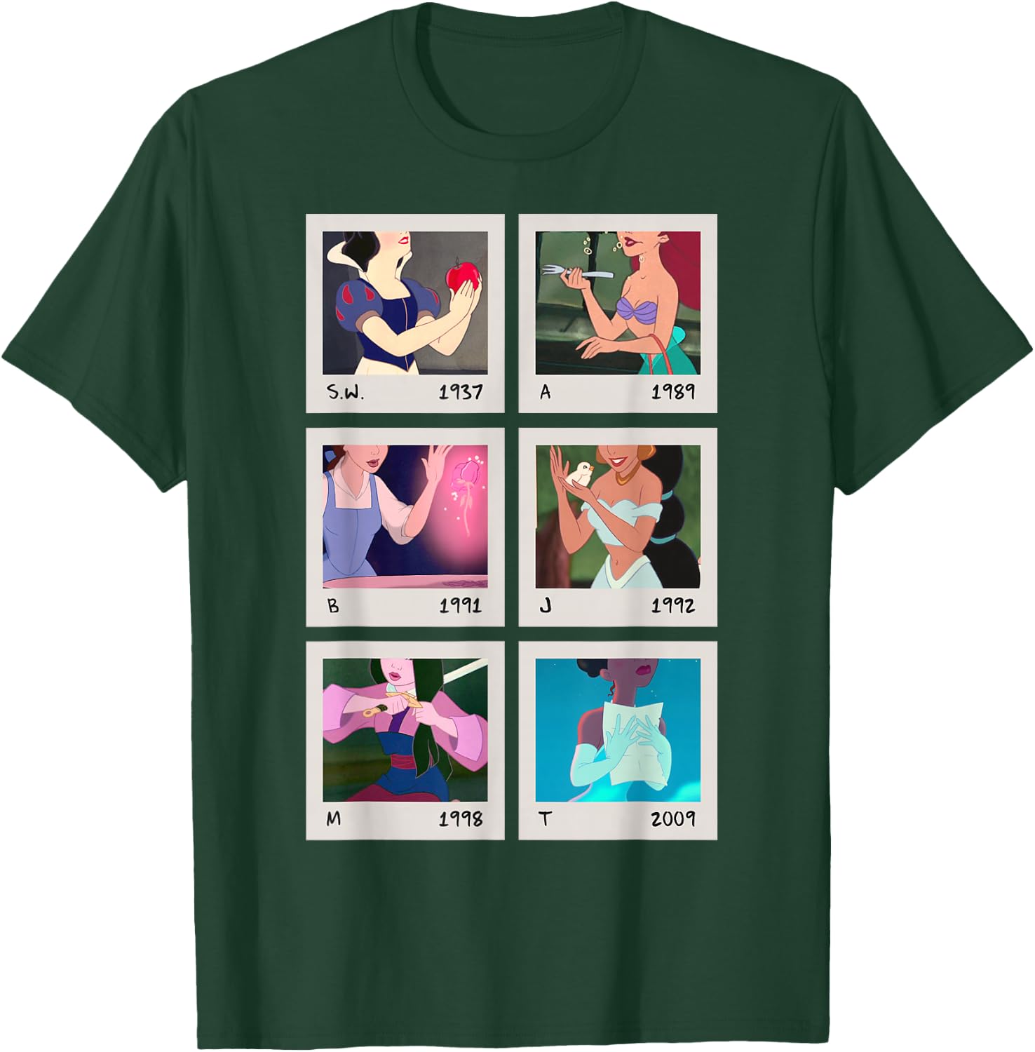 Disney Princess Polaroid Photo Grid Small T-Shirt - T-Shirt | Forest