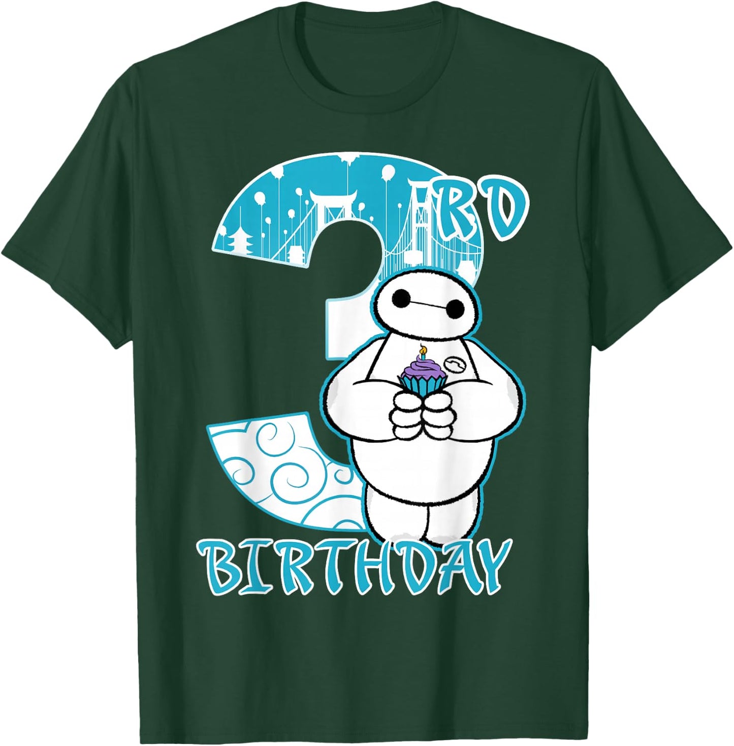Disney Big Hero 6 Baymax 3rd Birthday Cupcake Portrait T-Shirt - T-Shirt | Forest