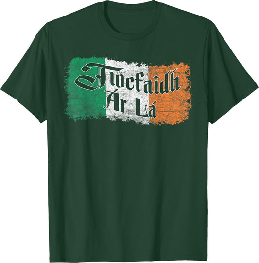 Tiocfaidh Ar La Vintage Ireland Irish Flag T-Shirt - T-Shirt | Forest