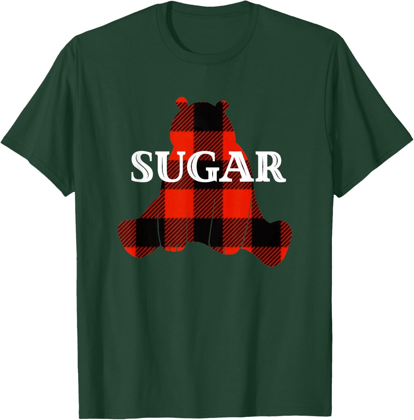 Sugar Nickname Bear Buffalo Plaid Design T-Shirt - T-Shirt | Forest