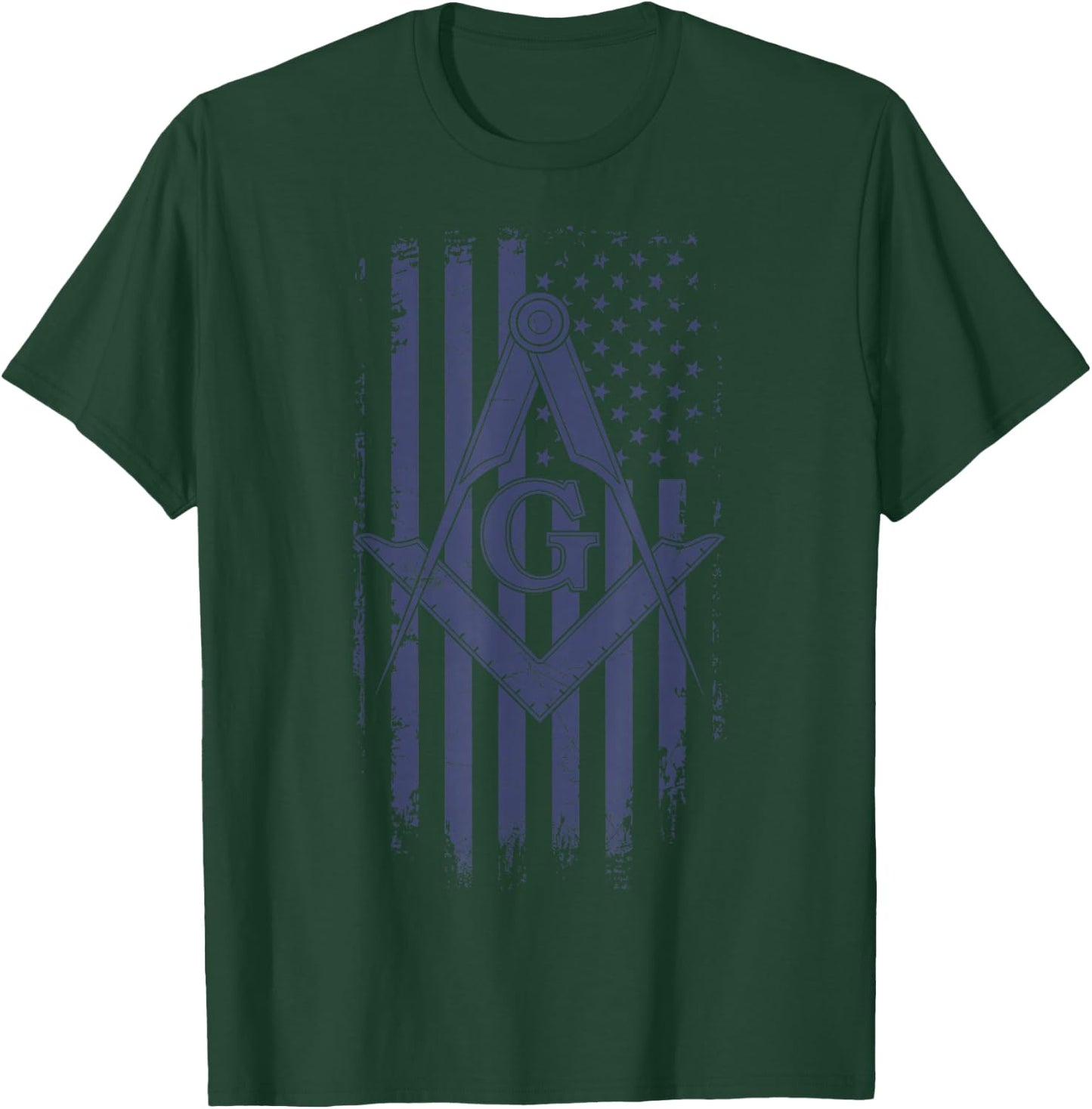 Masonic American Flag Square & Compass Freemason Navy Blue T-Shirt - T-Shirt | Forest