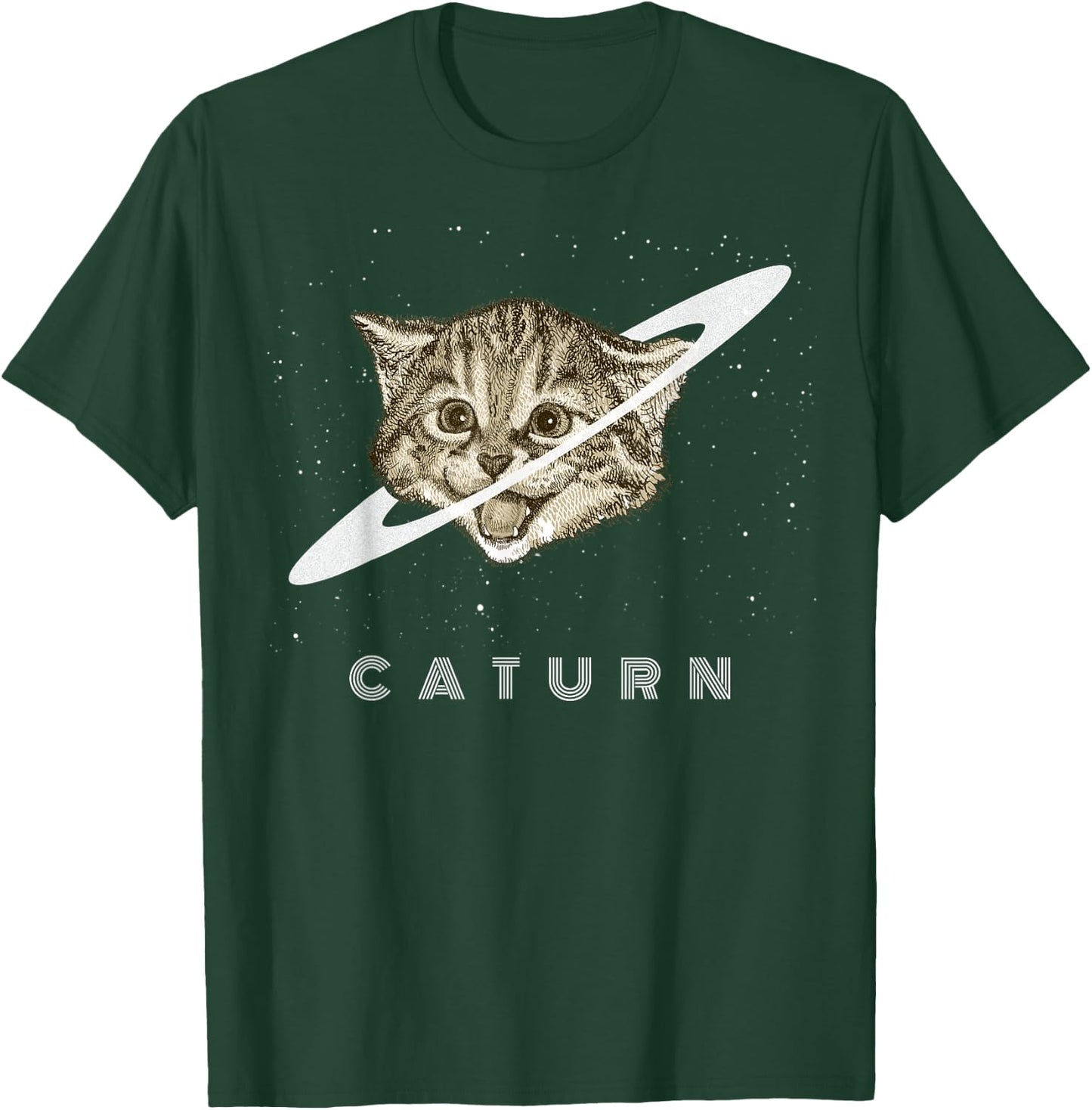 Caturn Kitten in Space Galaxy Universe Cat Lover Men Women Girls Kids T-Shirt - T-Shirt | Forest