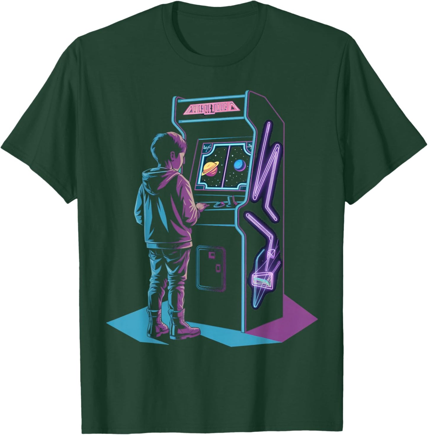 Arcade Gamer Kids Boys Men Gaming Video Game Arcade T-Shirt - T-Shirt | Forest