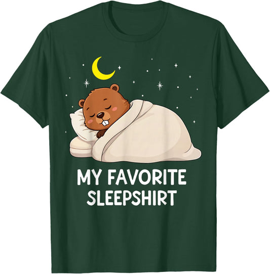 Funny Beaver Favorite Sleepshirt Pajama Zoo Boys Girls Kids T-Shirt - T-Shirt | Forest