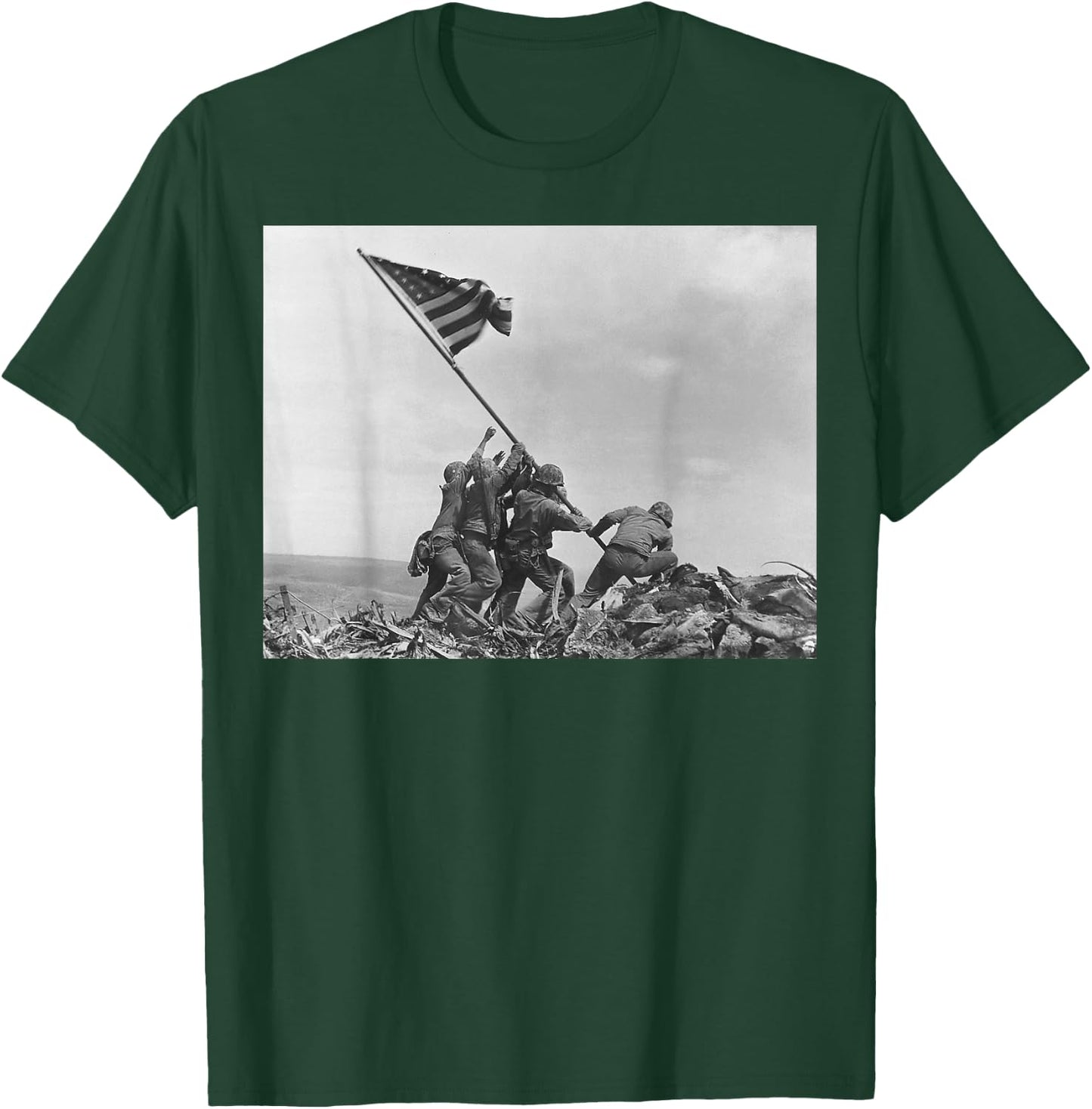Raising the Flag on Iwo Jima WW2 World War II Patriotic T-Shirt - T-Shirt | Forest