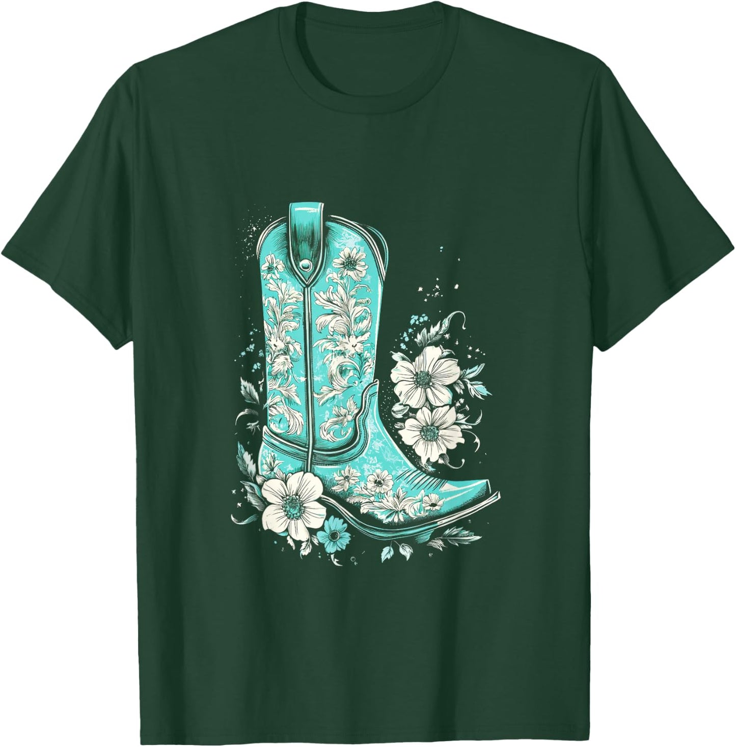 Western Turquoise Teal Cowgirl Country Boho T-Shirt - T-Shirt | Forest