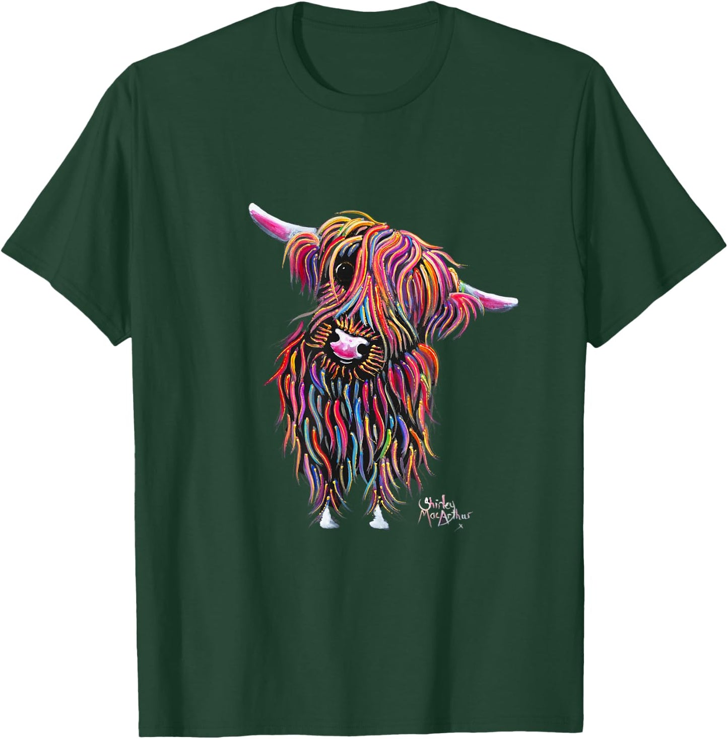 Highland Cow Animal Print ' Bolly ' T-Shirt - T-Shirt | Forest