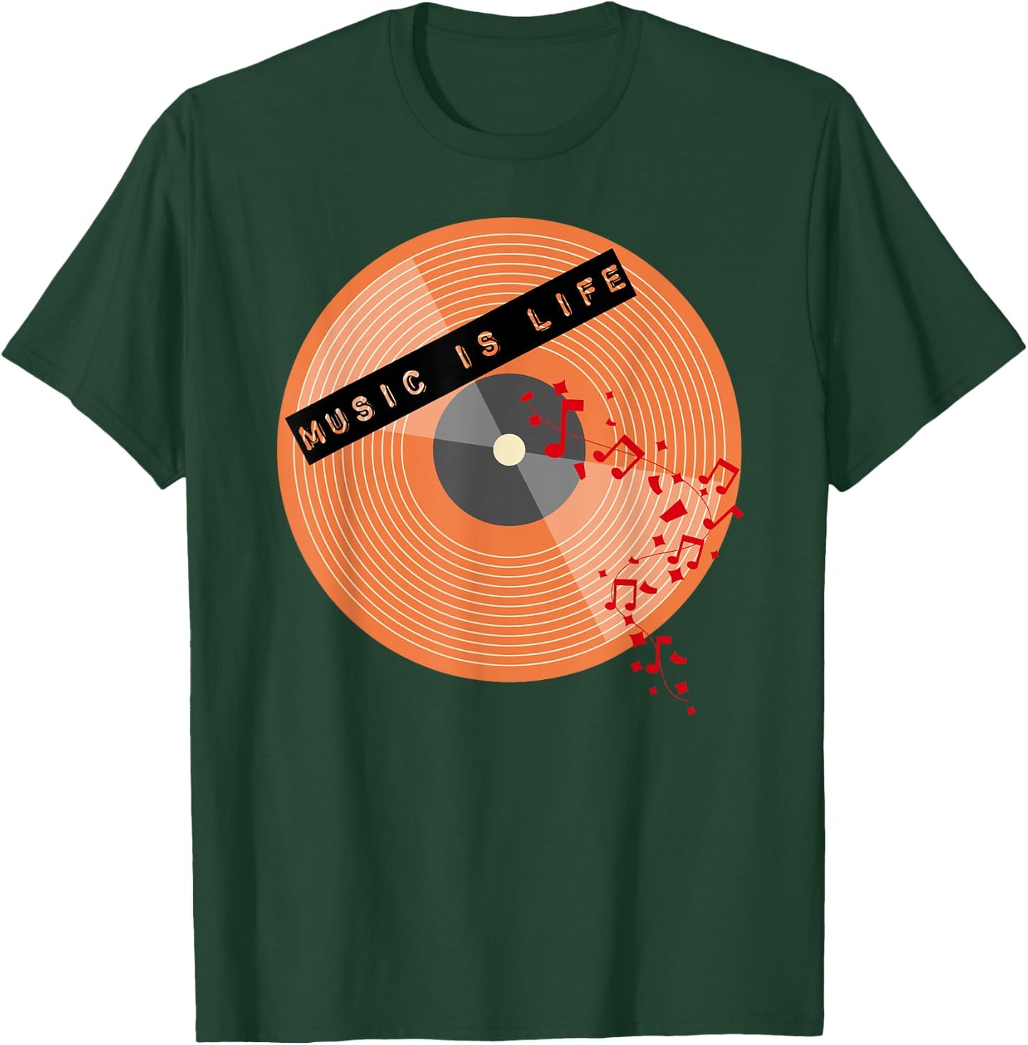 Music is Life vintage vinyl T-Shirt - T-Shirt | Forest