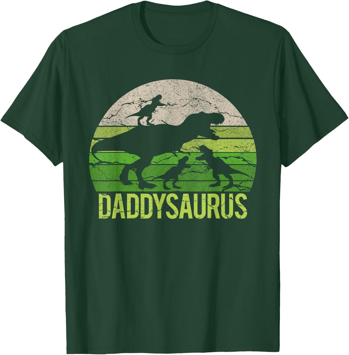 Daddy Dinosaur Daddysaurus 3 three kid Gift Dad christmas T-Shirt - T-Shirt | Forest