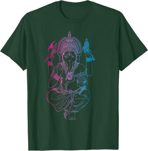 Ganesh Symbol Elephant God Yoga Men Women Meditation T-Shirt - T-Shirt | Forest