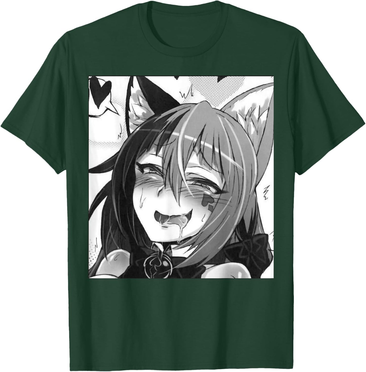 Otaku Ahegao Neko Cat Ears Anime/Weeb Lover T-Shirt - T-Shirt | Forest