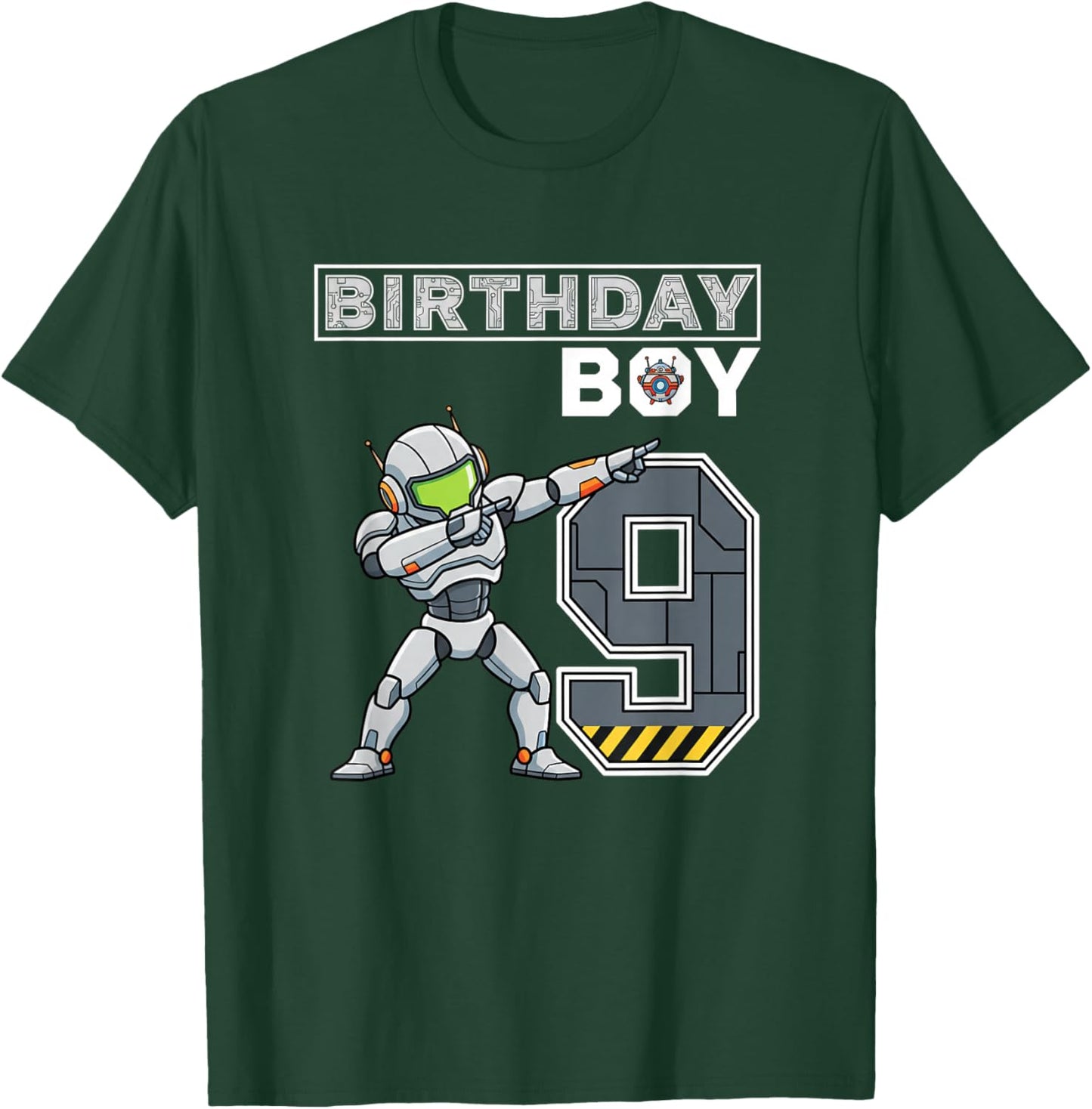 Birthday Boy 9 Robot Party Stem Kids Space Gamer T-Shirt - T-Shirt | Forest