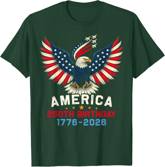 250th Anniversary USA Flag 250 Years American 4th of July T-Shirt - T-Shirt | Forest
