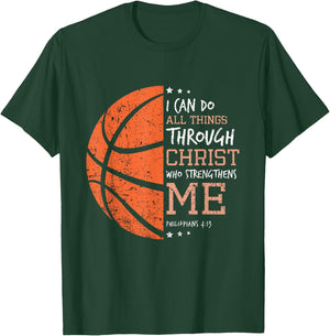 Philippians 4 13 I Can Do All Things Christian Basketball T-Shirt - T-Shirt | Forest