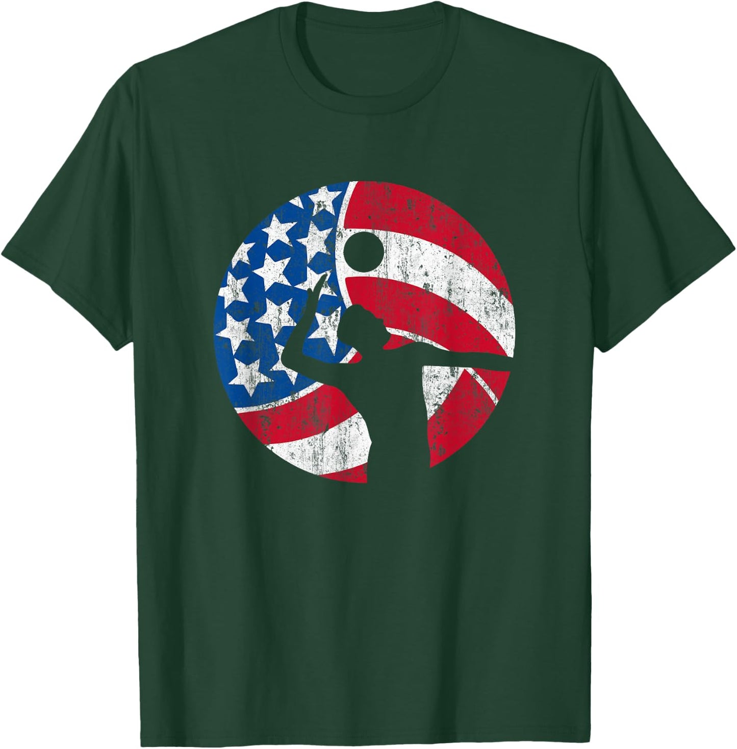 Volleyball USA Flag T-Shirt - T-Shirt | Forest