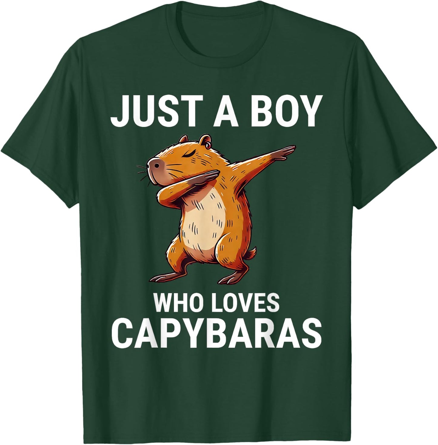 Just A Boy Who Loves Capybaras Cute Capybara Dabbing T-Shirt - T-Shirt | Forest