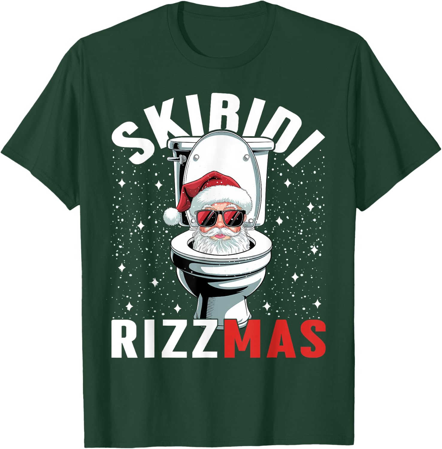 Funny Toilet Santa Skibidi Rizzmas White Elephant Christmas T-Shirt - T-Shirt | Forest