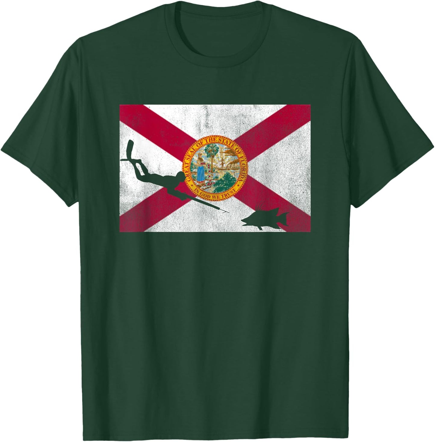 Florida Flag Spearfishing Freedive T-Shirt - T-Shirt | Forest