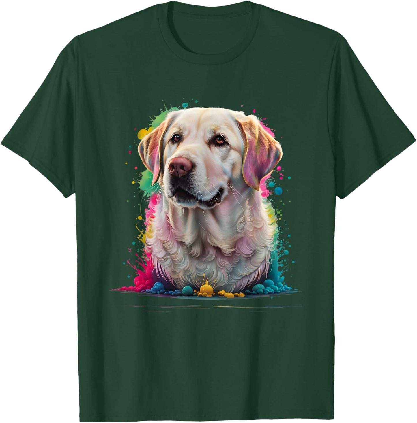 Men Woman Colorful Watercolor Labrador Retriever T-Shirt - T-Shirt | Forest