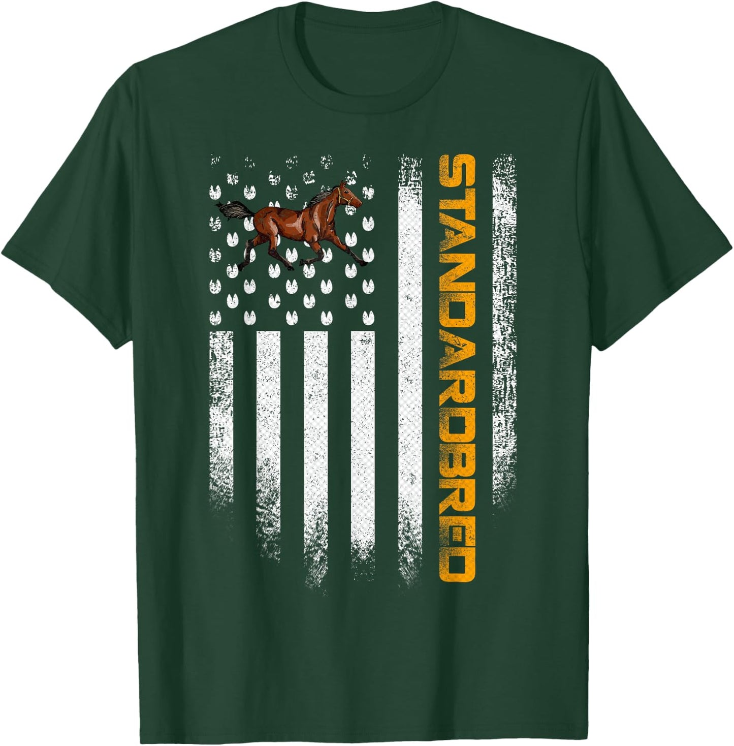 Vintage USA American Flag Standardbred Funny Horse Lover T-Shirt - T-Shirt | Forest
