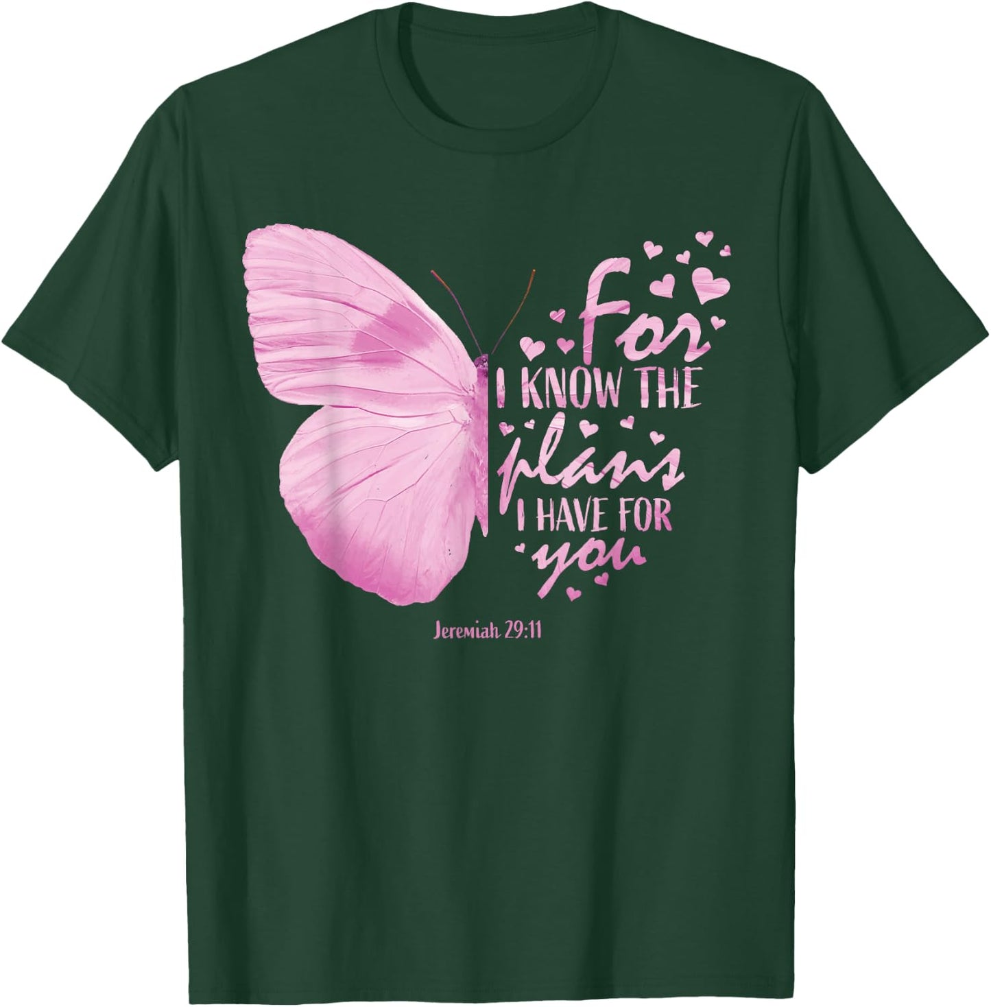 Religious Gifts Mom Women Christian Bible Verse Butterfly T-Shirt - T-Shirt | Forest