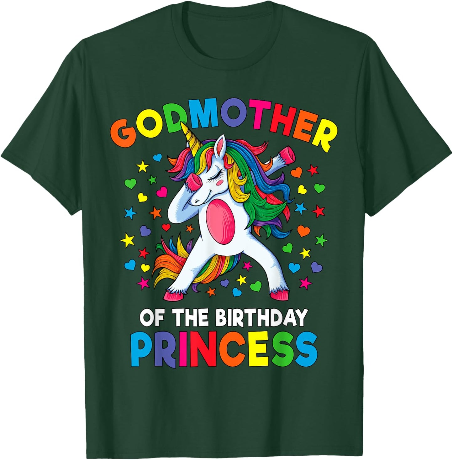 Godmother of the Birthday Princess Dabbing Unicorn Party T-Shirt - T-Shirt | Forest