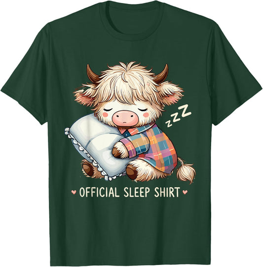 Highland_cow Official Sleepshirt Pajamas Nightgown Sleeping T-Shirt - T-Shirt | Forest