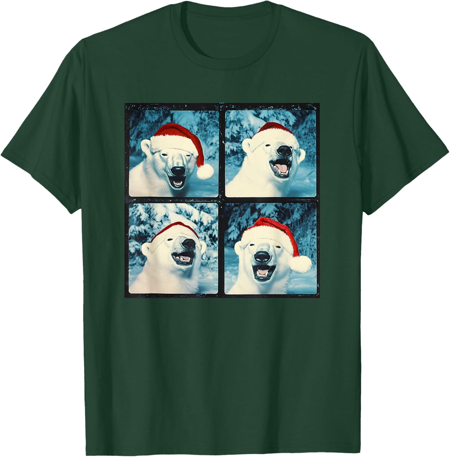 Santa Polar Bear Animal Photography Christmas Polar Bear T-Shirt - T-Shirt | Forest