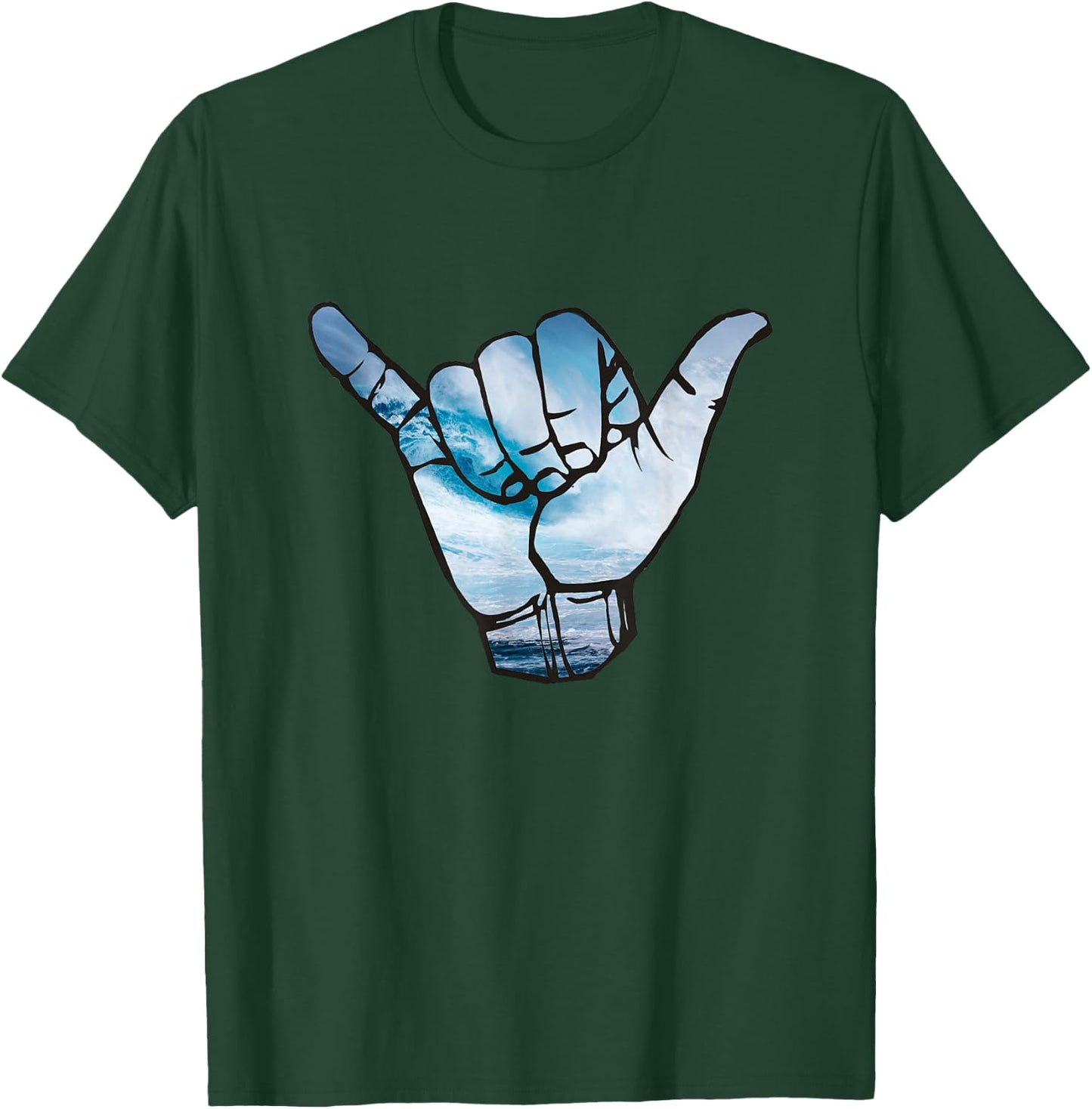 Shaka T Shirt Ocean Surfing Wave Surfer Hawaii Hang T-Shirt - T-Shirt | Forest