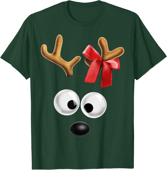 Matching Family Christmas Reindeer Face Shirt for Girls T-Shirt - T-Shirt | Forest