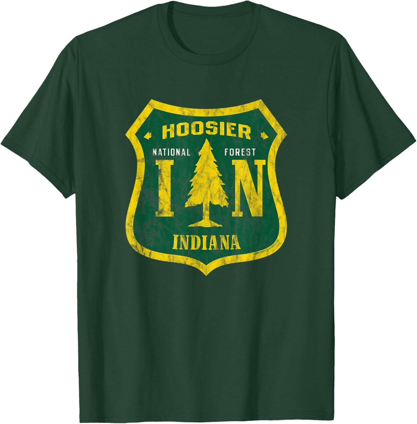 Hoosier National Forest Indiana Shield Retro Vintage Look T-Shirt - T-Shirt | Forest