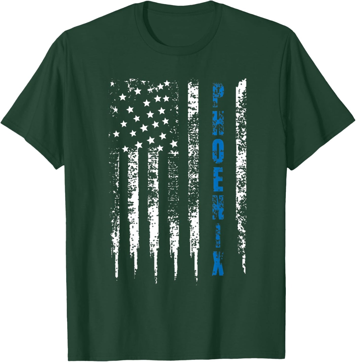 Blue Line Phoenix Design Distressed National Police Week T-Shirt - T-Shirt | Forest