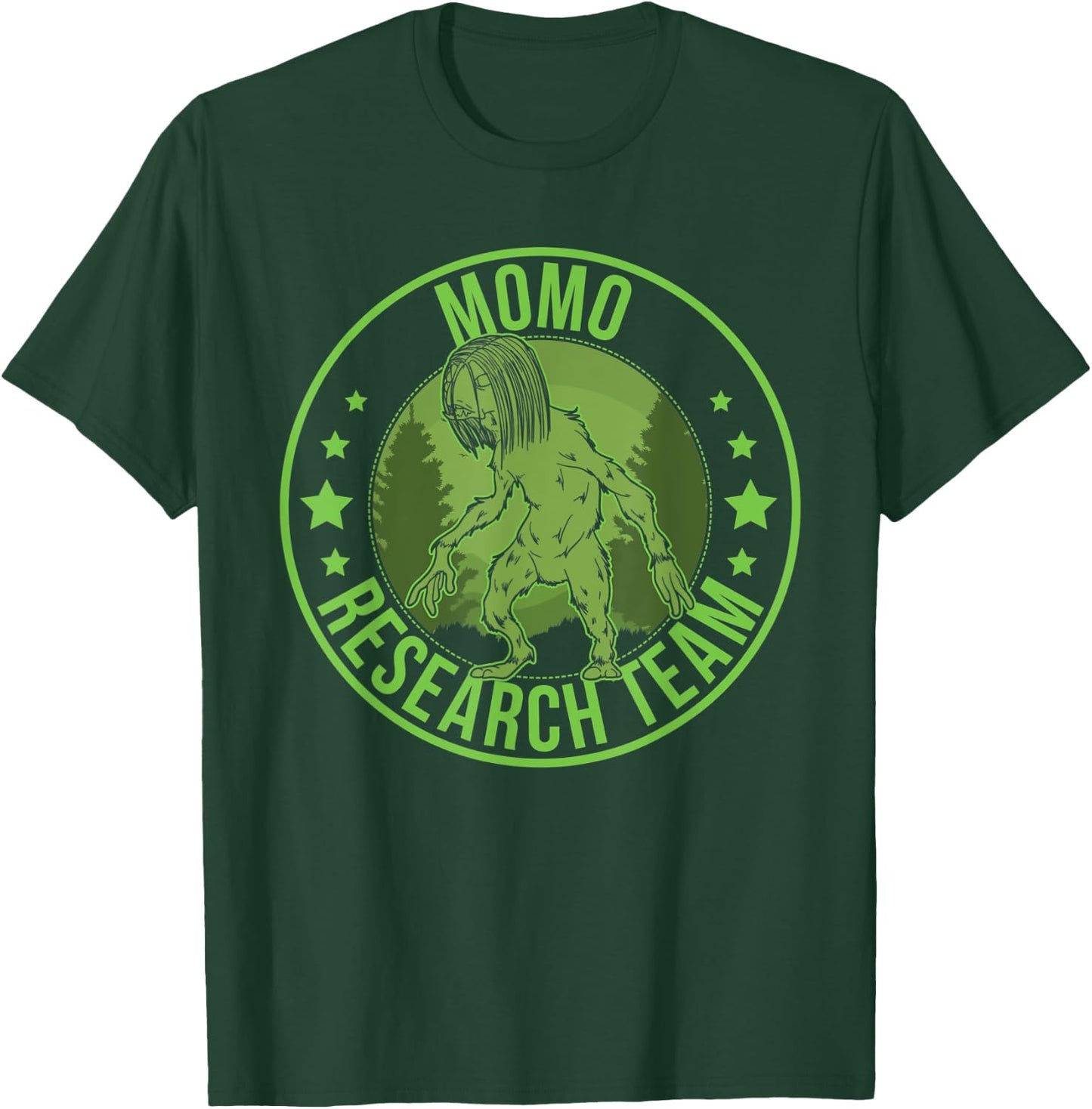 Momo The Monster Hide & Seek Research Team Champion Cryptid T-Shirt - T-Shirt | Forest