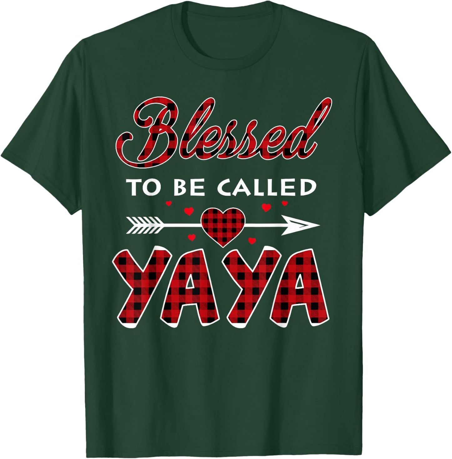 Blessed To Be Called Yaya -Buffalo Plaid Grandma Christmas T-Shirt - T-Shirt | Forest