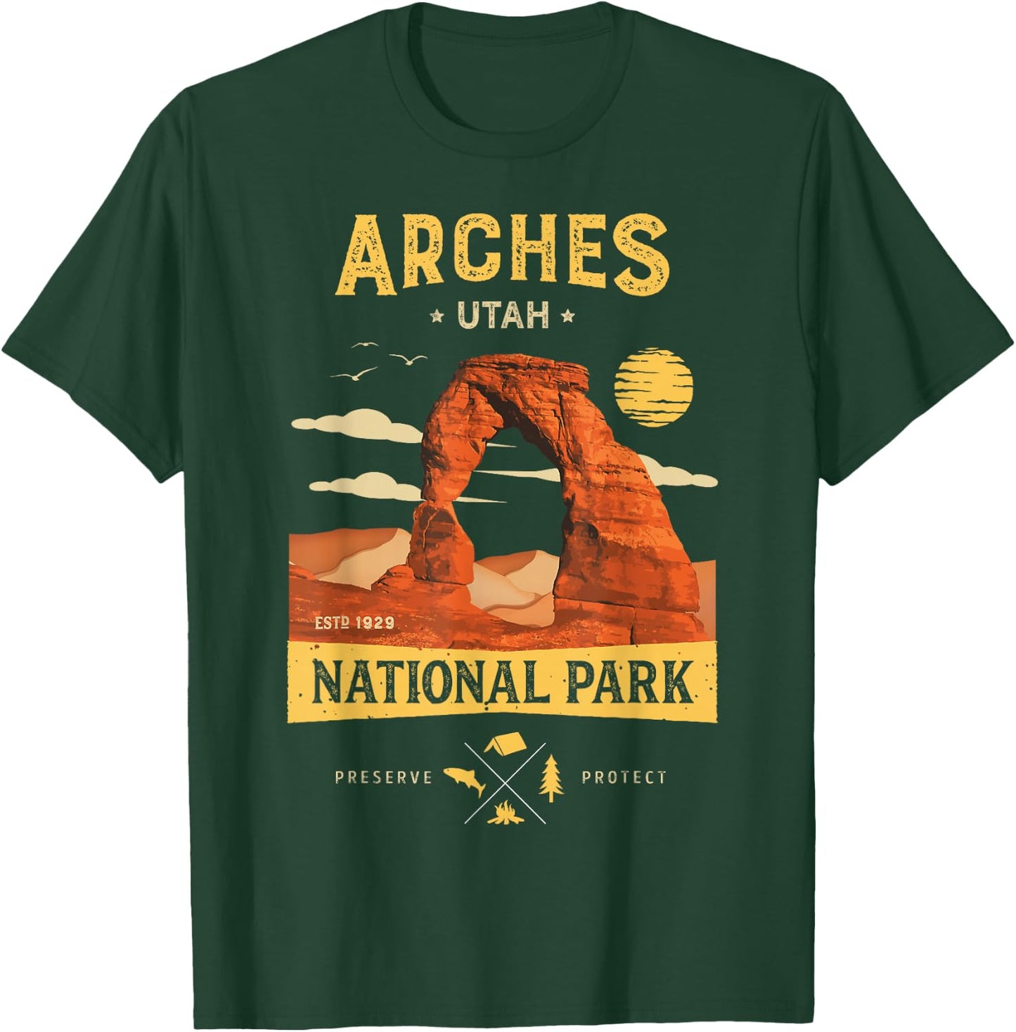 Arches National Park T Shirt Delicate Arch Vintage Utah Gift T-Shirt - T-Shirt | Forest