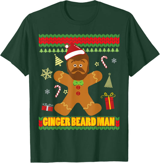 Ugly Ginger Beard Man Holiday Gingerbread Christmas T-Shirt - T-Shirt | Forest