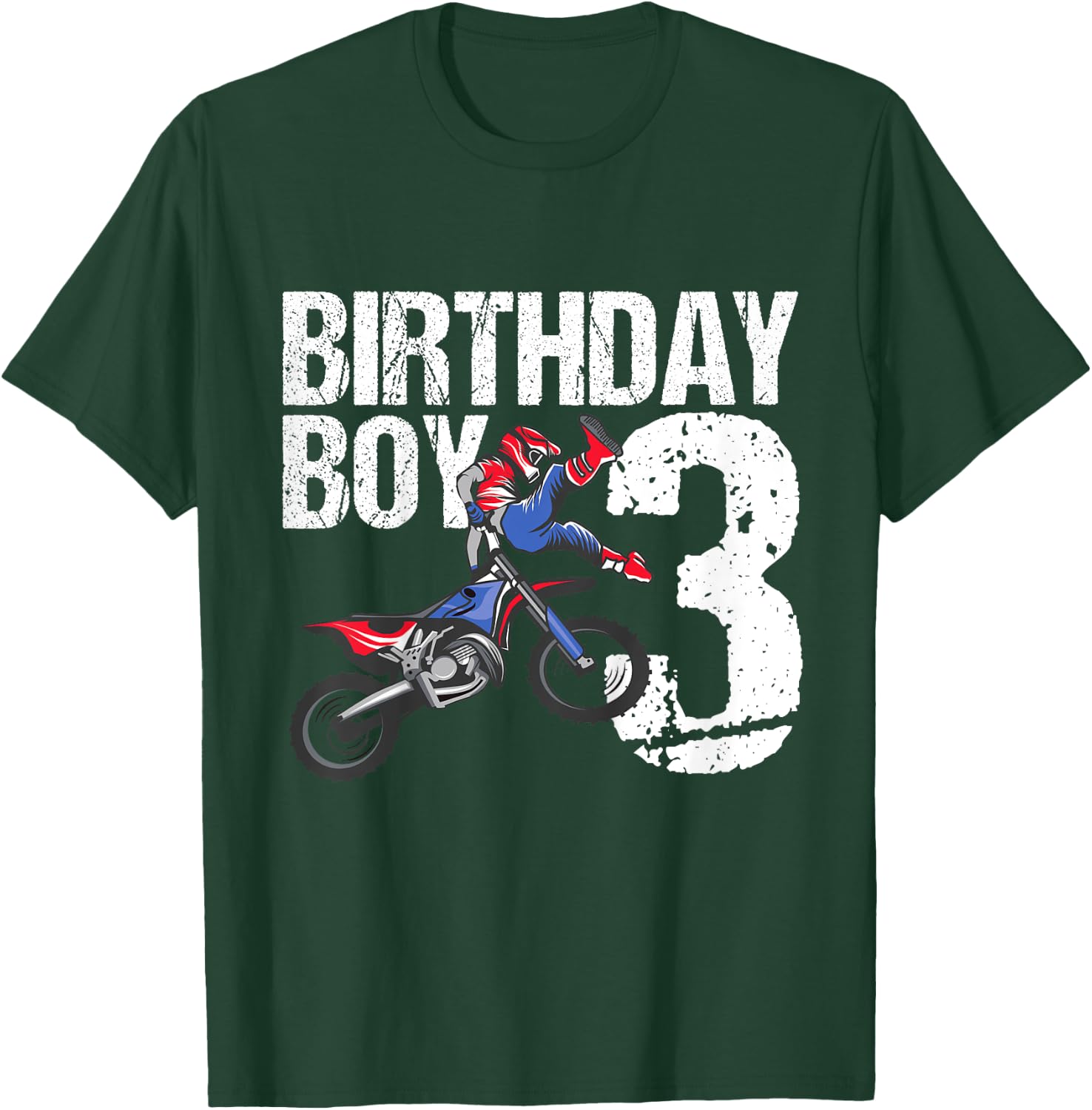 3 Year Old Dirt Bike Birthday Party Motocross MX 3rd Gift T-Shirt - T-Shirt | Forest