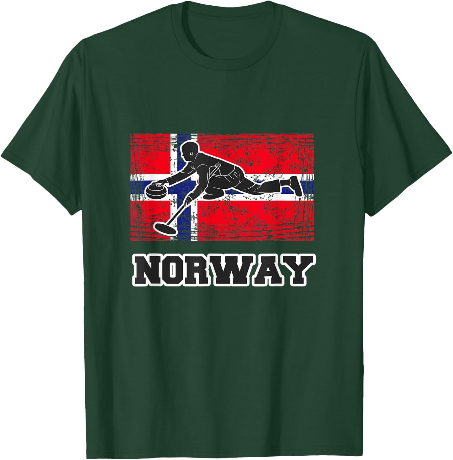 Norway Flag Curling T Shirt T-Shirt - T-Shirt | Forest