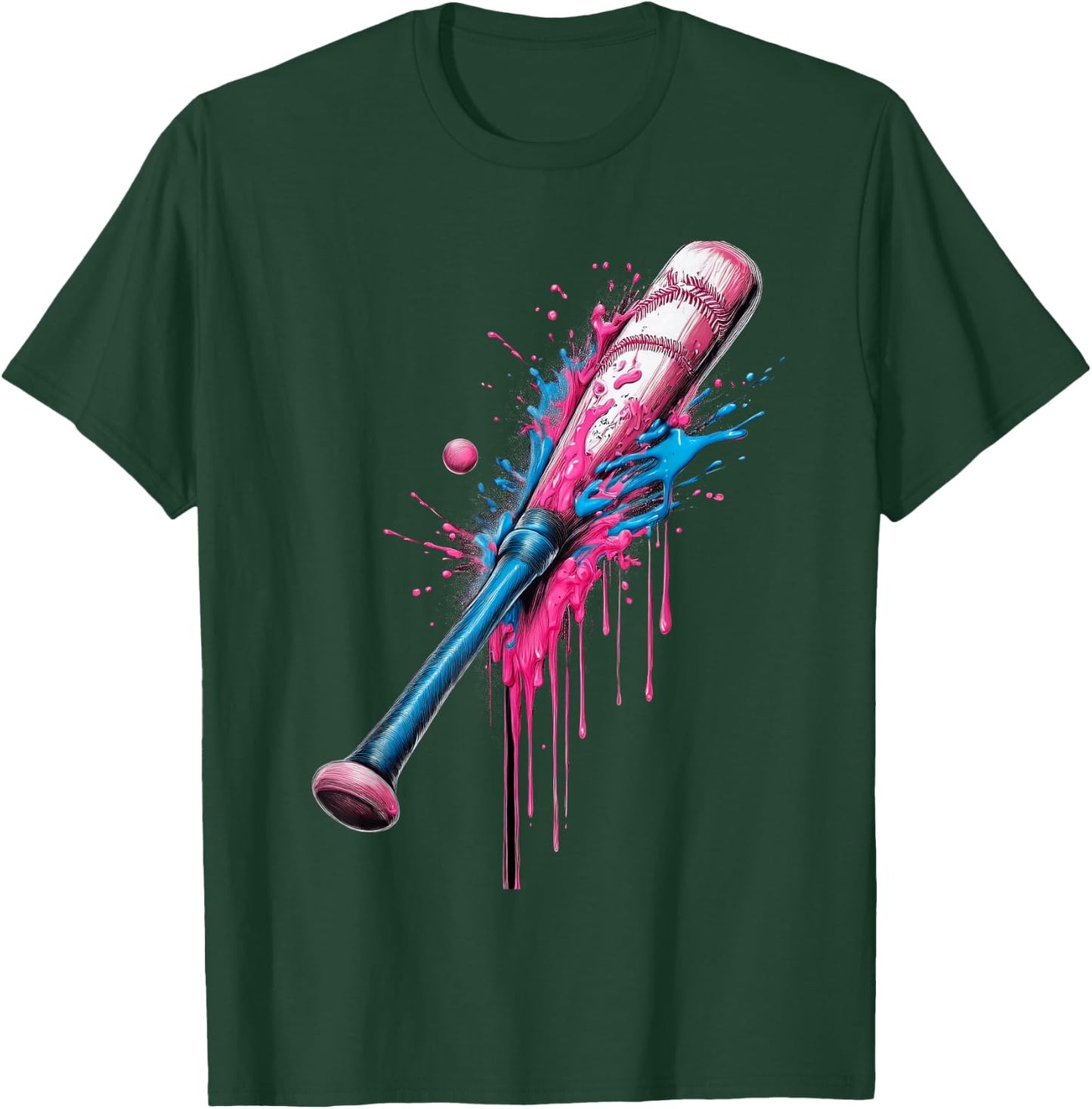 Baseball Bat Dripping Boys Baseball, Baseball Drip For Boys T-Shirt - T-Shirt | Forest