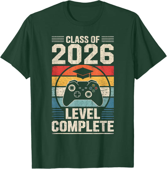 Class of 2026 Level Complete Video Gamer Senior Graduation T-Shirt - T-Shirt | Forest