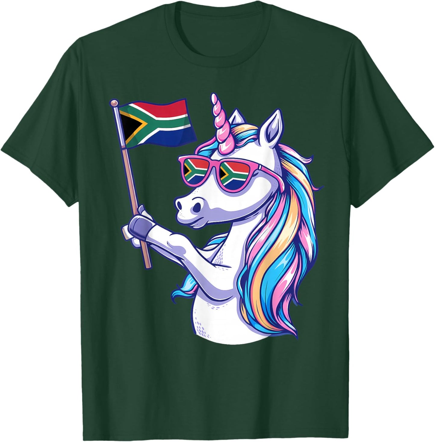 South Africa Roots Unicorn South African Flag T-Shirt - T-Shirt | Forest
