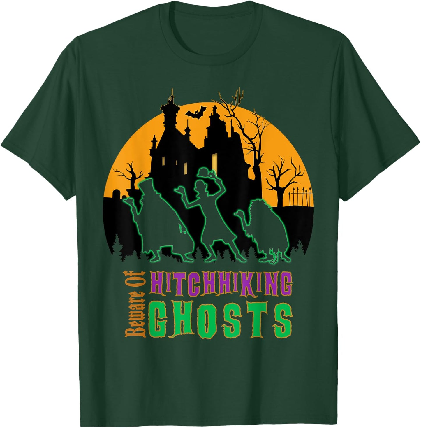 Beware of Hitchhiking Ghosts Halloween T-Shirt - T-Shirt | Forest