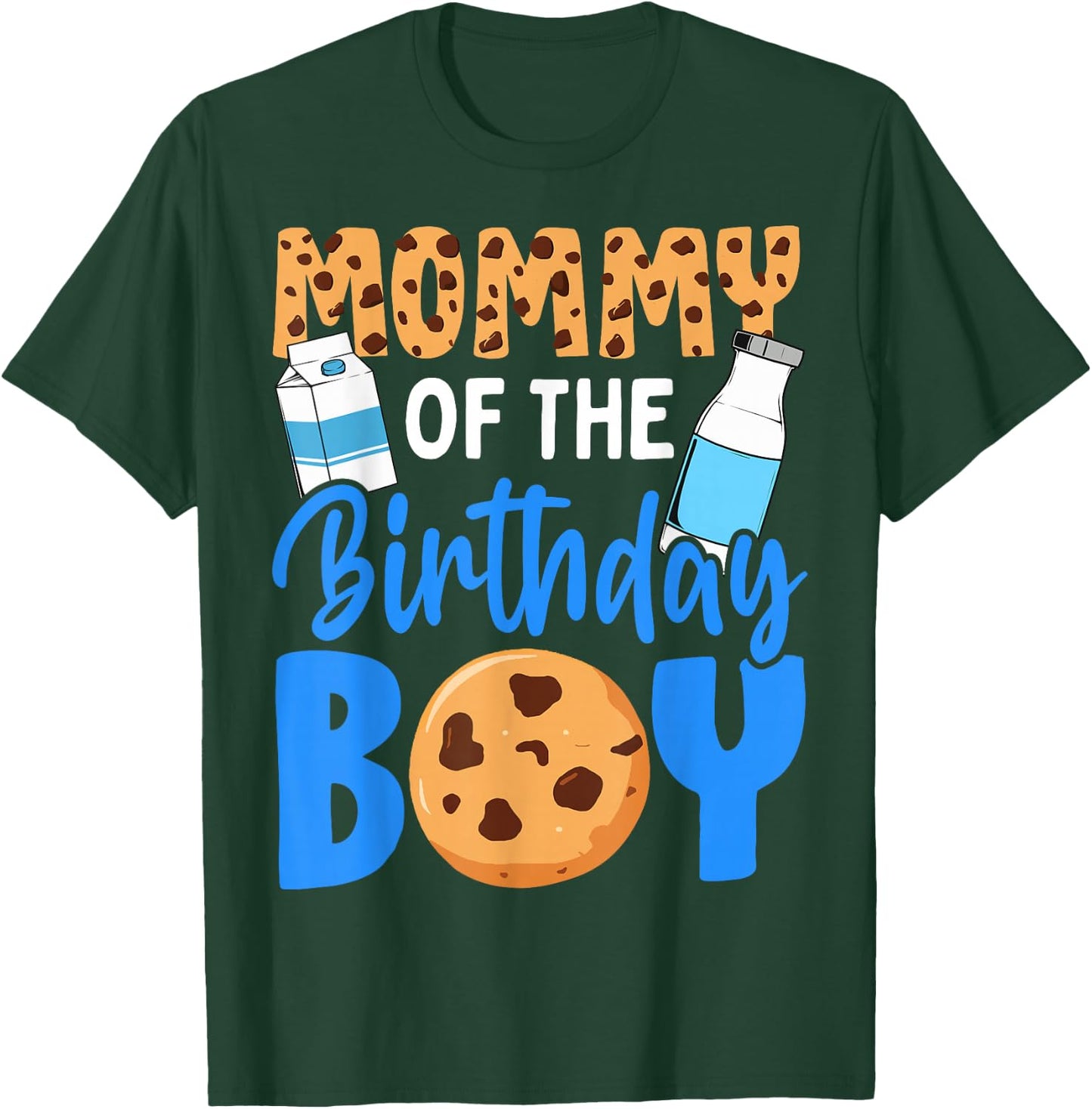Mommy of The Birthday boy Milk and Cookies 1st Birthday T-Shirt - T-Shirt | Forest
