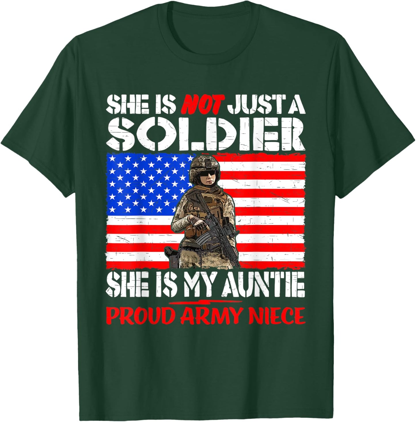 My Auntie Is A Soldier Hero Proud Army Niece Military Family T-Shirt - T-Shirt | Forest